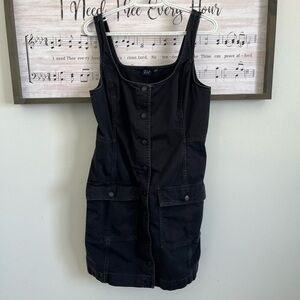 GAP Black Button-Front Utility Mini Dress